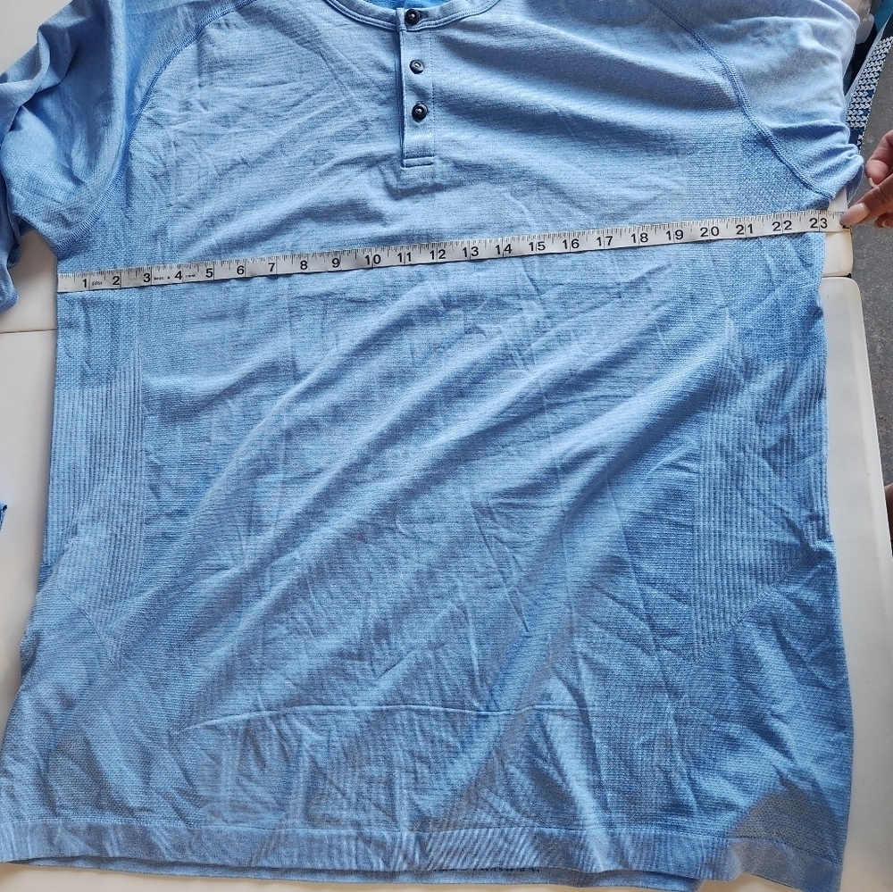 Lululemon Metal Vent Long Sleeve Henley Shirt Blue Mens Size XXL. - Picture 5 of 6